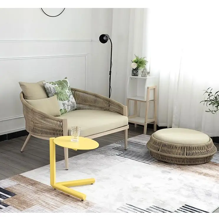 Waterproof Material Aluminum Frame PE Rope Sofa Chair Leisure Round Bed Patio Garden Sets Outdoor Furniture