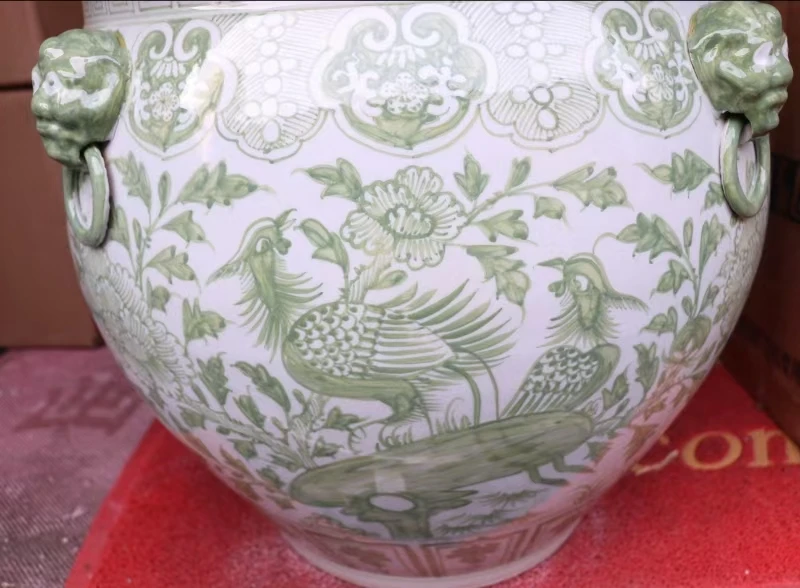 Antique Hand Painted Phoenix Pattern Large Ceramic Pot Outdoor Garden Planter Pot for Floor Usage Decorative Flower Pot