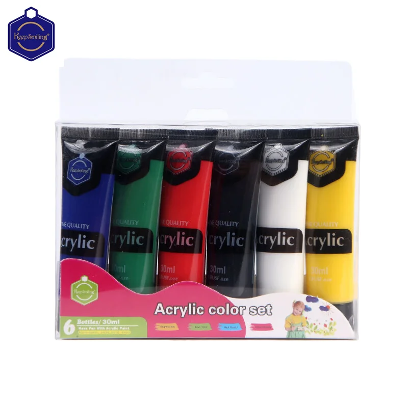 High Quality 6 Colors 30ml Tube Acrylic Paint Set For Professional Artists Kids Students Beginners