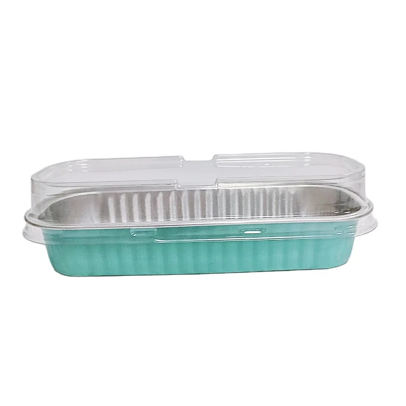 Recyclable logo disposable food grade takeout aluminium foil trays with color box for food baking  with lids