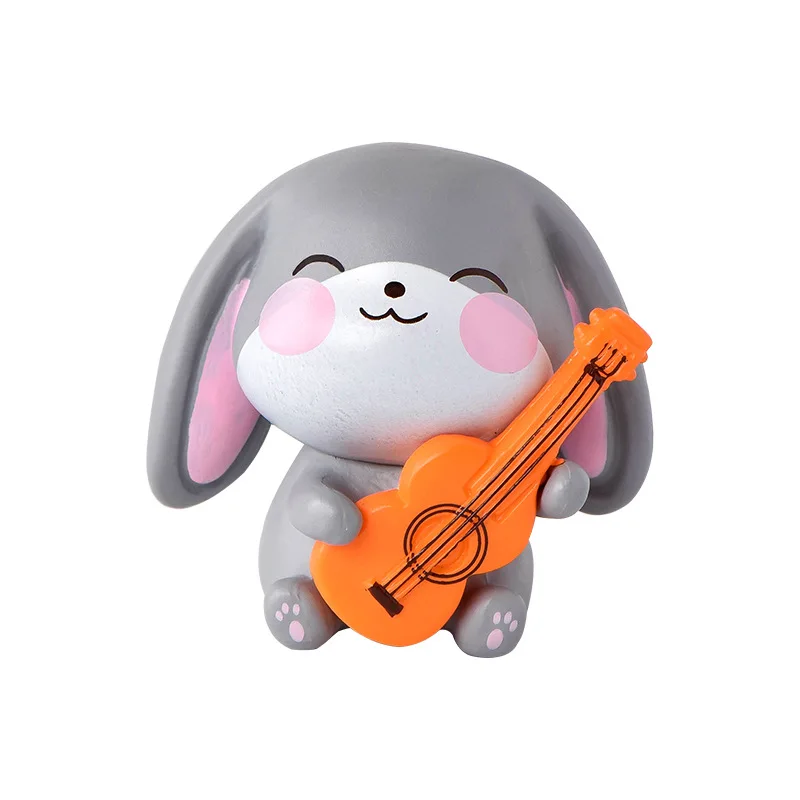Play Guitar Little Rabbit Micro Landscape DIY Bonsai Meaty PVC Ornaments Plastic Cute Cartoon Animals Garden Accessories