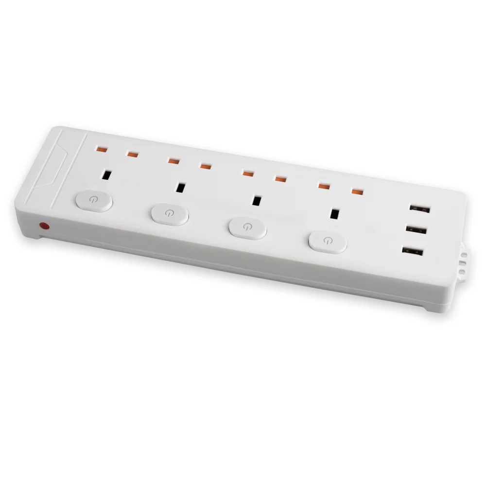 Cube Extension Lead with USB 4 outlets Power Strip with 3 USB Ports UK Power Socket with Switch Extension Cords