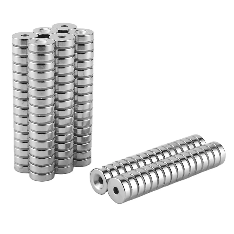 Sell by Pairs Strong Neodymium Disc Rare Earth Magnets with Hole for Kitchen Cabinet Tool Storage Office N52