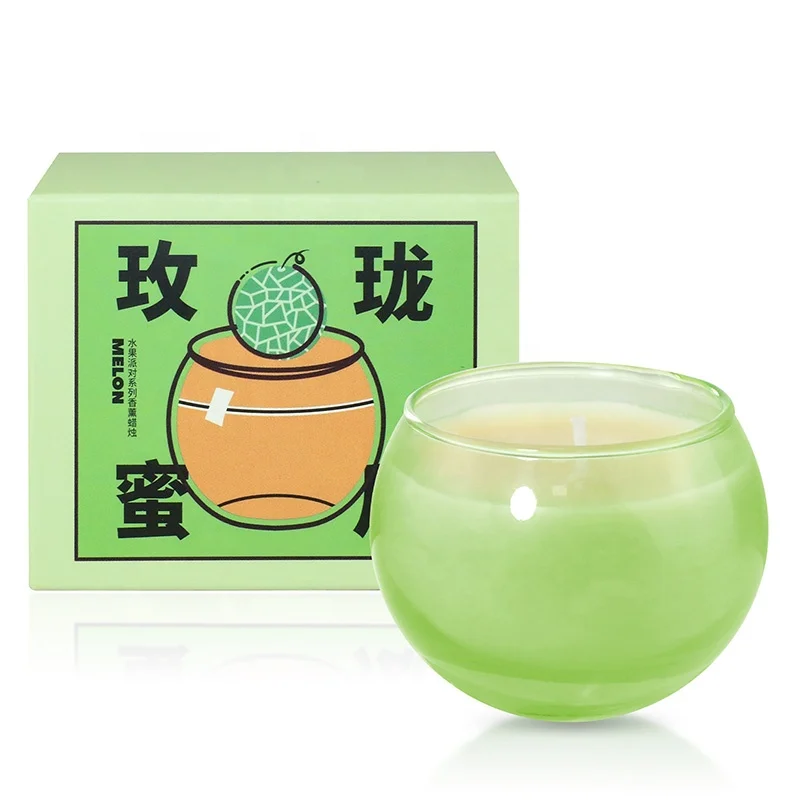 Eco friendly home decoration fruit fragrance candle custom logo glass jar scented soy candles gifts