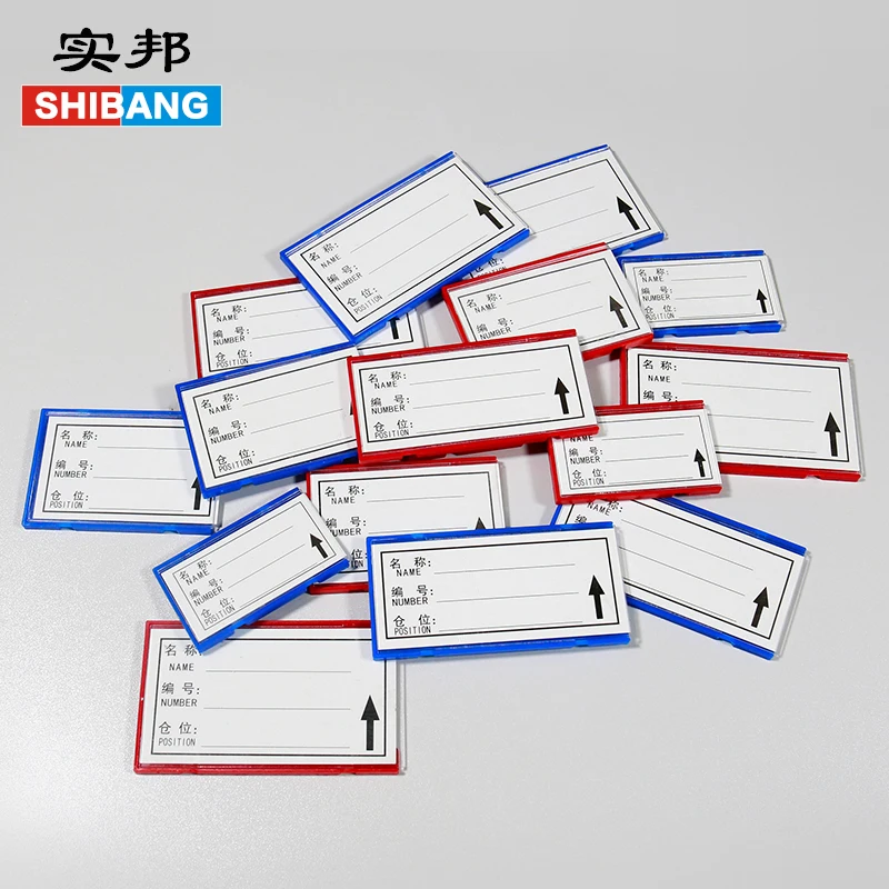 Magnetic Label Holder Racks with Data Card Protective Film Replacement Label for Warehouse Shelf