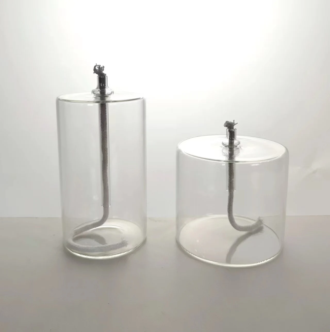Wholesale Hand Blown Glass Oil Lamps With Wicks Cylinder Oil Lamps Burner Oil Candle Table Top Home Decoration