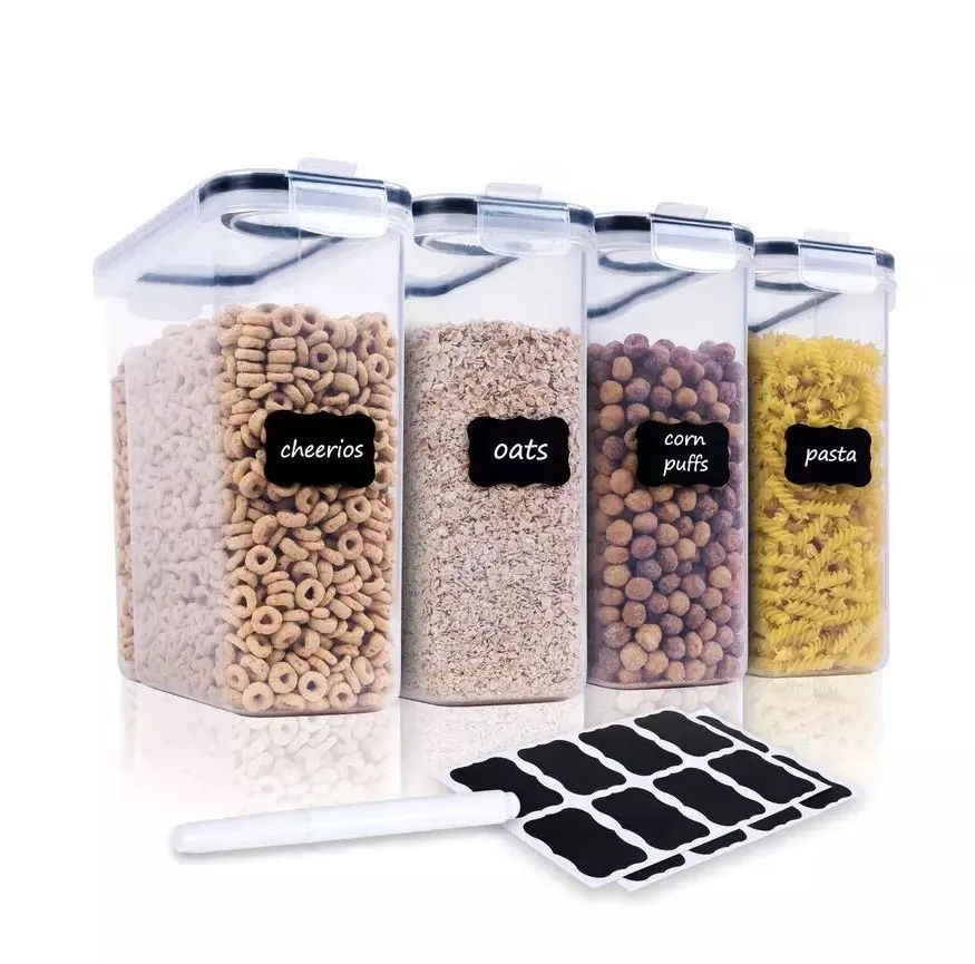 4L Airtight Lid Cereal & Dry Food Storage Container set of 3  - Suitable For Cereal, Flour, Sugar, Coffee, Rice