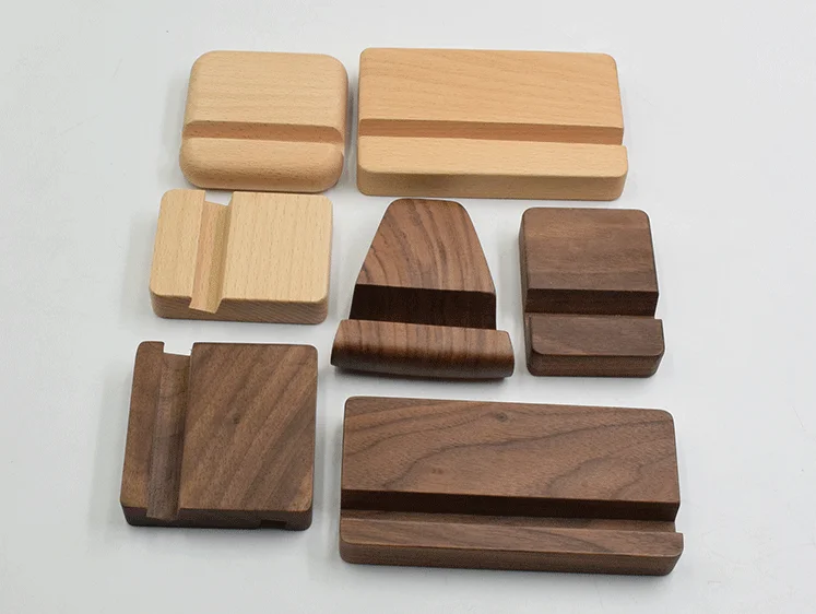 Wooden phone holder Beech square base bracket mobile phone bracket accessories lazy mobile phone holder Desktop stand