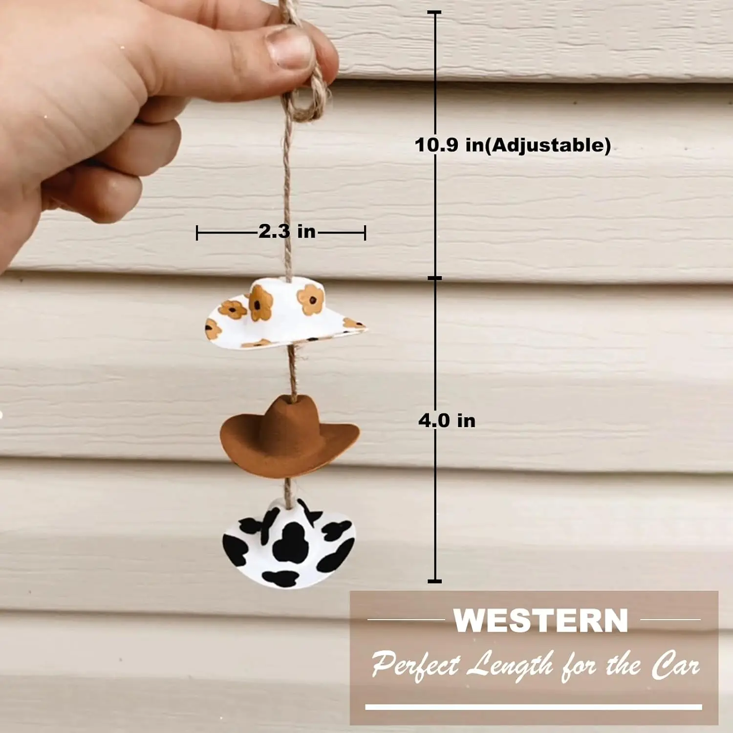 Cowboy Hat Car Charm Country Rear View Mirror Hanging Accessories Sunflower Cowgirl Decor Cute Handmade Felt Ornament Pendent