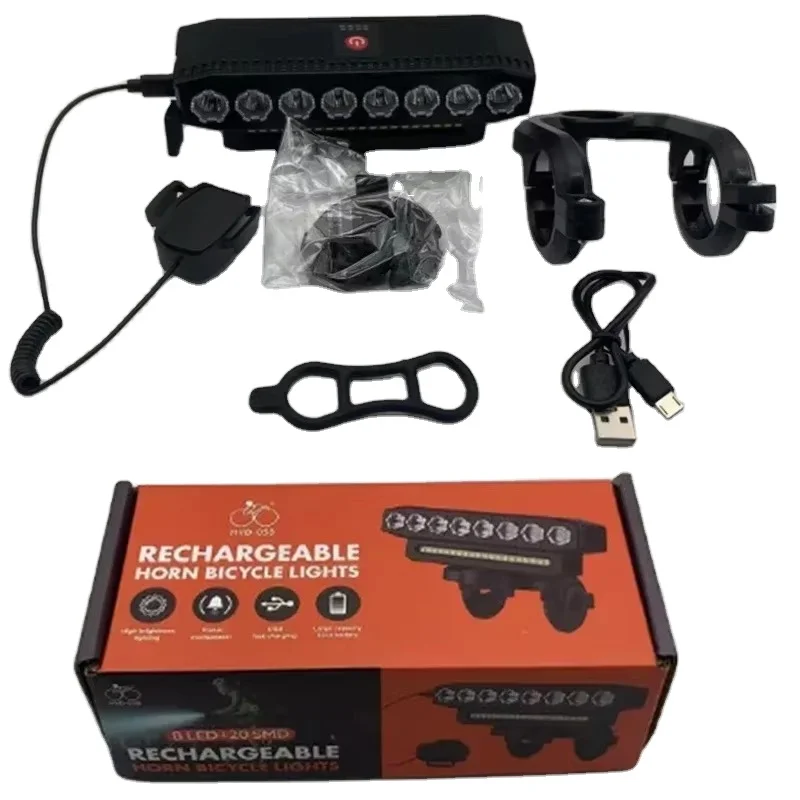 Bicycle Light LED USB-charged Headlight MTB Road Bike Front Lamp Rainproof Bright Night Riding Light Bike Warning Flashlight