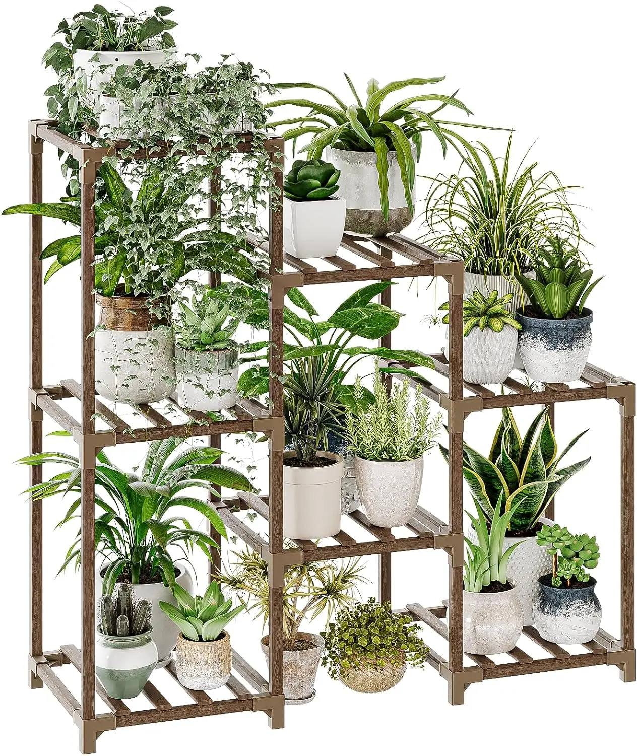 7 Tier Wooden Flower Stand Trellis Plant Pot Stand Wood Potting Pots Shelves Outdoor Gardening Corner Plant Stands