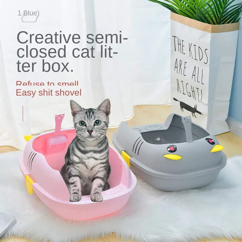 Большой контейнер для наполнения кошачьего туалета, полузакрытый Съемный контейнер для кошачьего туалета с защитой от брызг, товары для питомцев