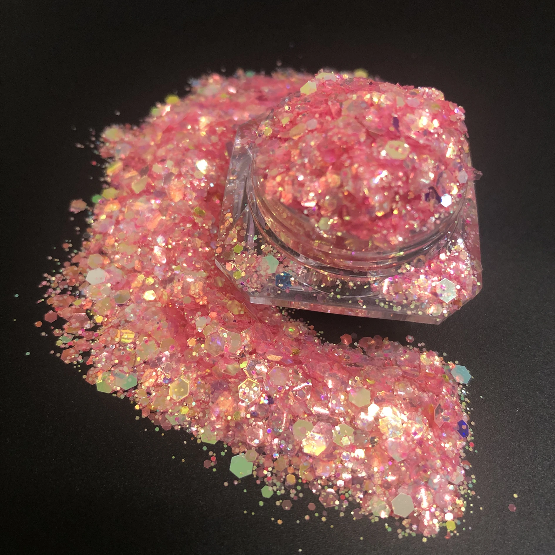 Bulk Wholesale Chunky 3D Diamond Sequins Iridescent Laser Nail Glitter Mix For Nail Arts, Makeup