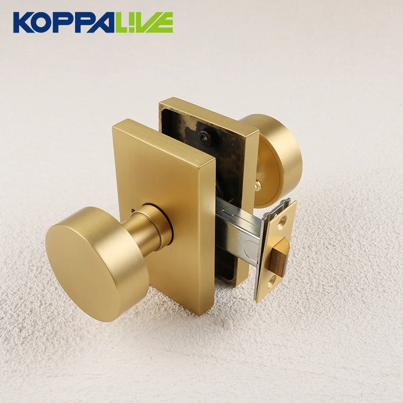 Koppalive brass matte copper brushed bathroom door lock handle American double door luxury keyless dummy door knob