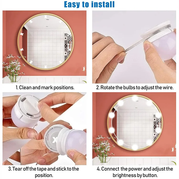 Hollywood Style LED Vanity Mirror Lights Kit with 10 Dimmable Bulbs