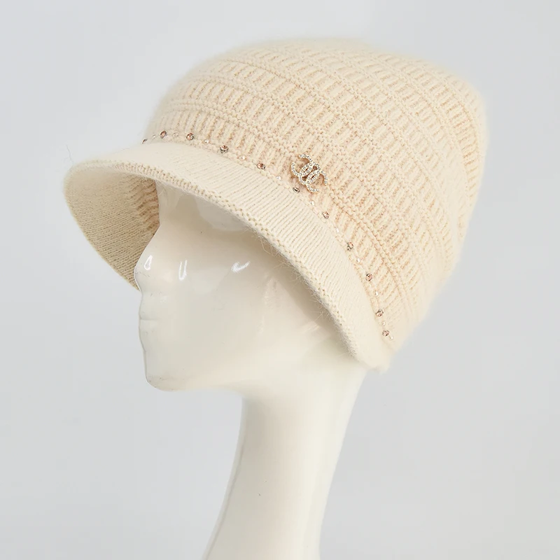 Custom Winter Knit Beret Hat Peaked Caps Angora Wool British Beret Hats Baker Boy Newsboy Flat Cap