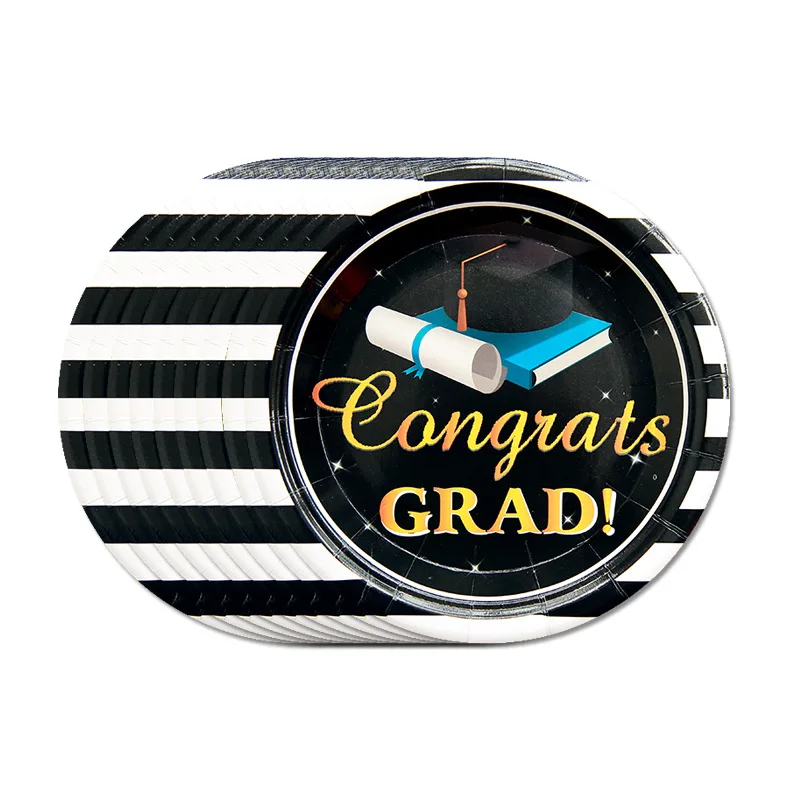 Graduation Season Party Set Graduation Tableware Paper Plate Paper Cup Pull Flag Graduation Aluminum Film Ball Party Tablecloth