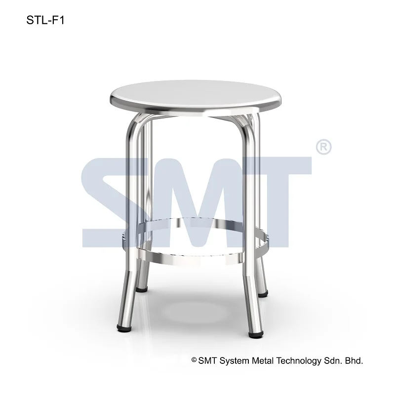 Stainless Steel SMT Round Stool Industrial Cleanroom With Footrest 35cm SUS Grade 304