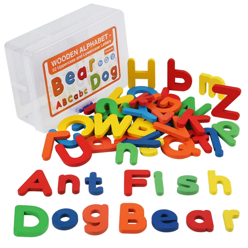Wood ABC alphabet block puzzle kids educational tool set wooden spelling learning toy