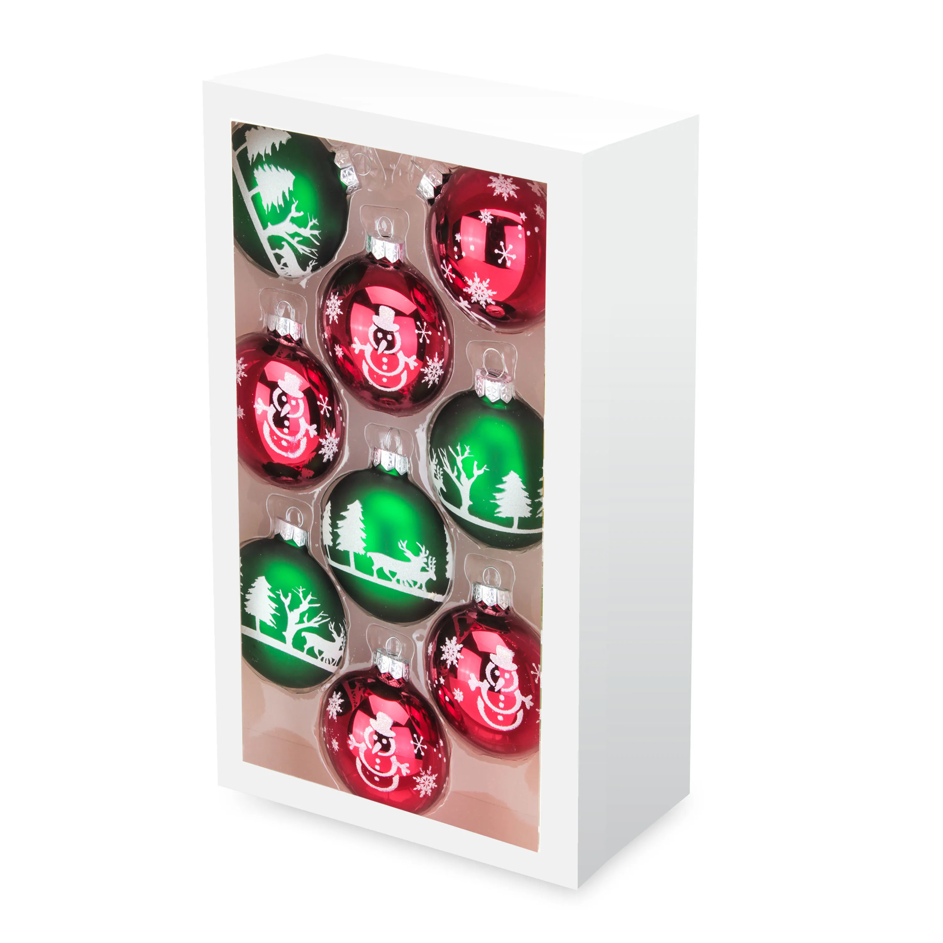 Custom Nordic Style High Quality Shatterproof 8 cm Green&Red Small Christmas hanging Balls With Logo