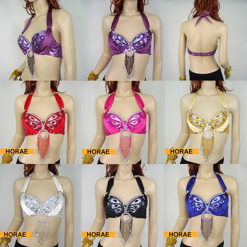 SC044 Shiny Butterfly Shaped Rhinestone Sequins Bra Beaded Tassel Backless Short Top For Samba Dance Carnival Costumes Wear