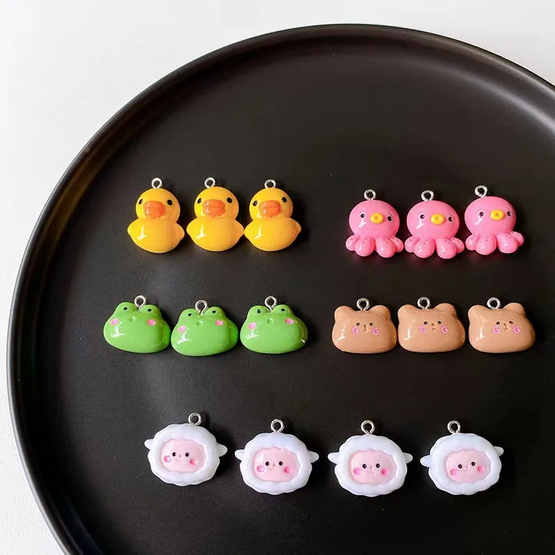 Cute Cartoon Duck Bear Frog Resin Couple Bag Keychain Mobile Phone Small Pendant diy Jewellery Accessories