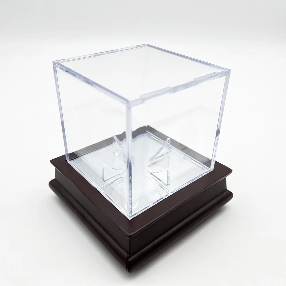 Customized Acrylic clear Counter top Baseball Cube Display box Case baseball holder