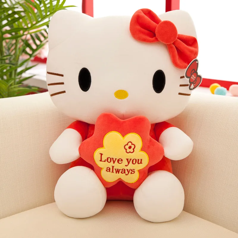 New 2024 Hallo Kitty Stuffed & Plush Toy Animal Kitty Dolls Cute KT Stuffed Toys Children And Girls Cat Throw Pillows Gift