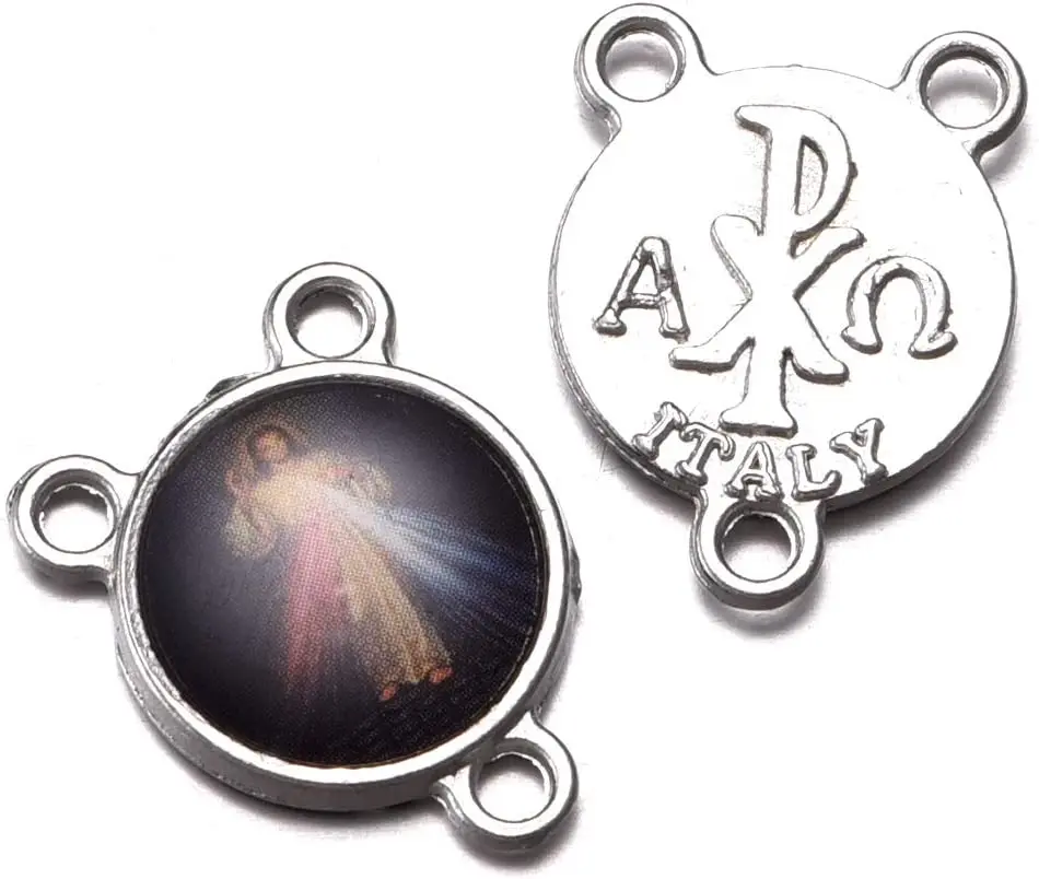 40pcs Mix Rosary Cross and Center Miraculous Maria Crucifix Medal Charms Pendants for Crafting Jewelry Rosary Necklace Bracelet_1