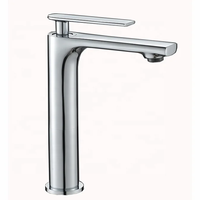 Momali Water Faucet Mixer Basin Tap Basin Faucet Single Hole for Bathroom High Body Hot Cold Water Chromed Copper Graceful Brass