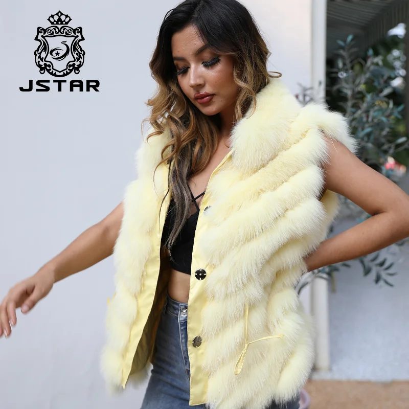Wholesale sexy girls fox fur vest striped design women reversible fur gilet vest