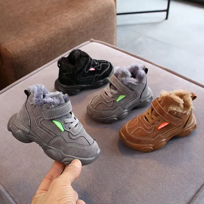 New style kids inner fluff winter sneakers boy and girls children shoes