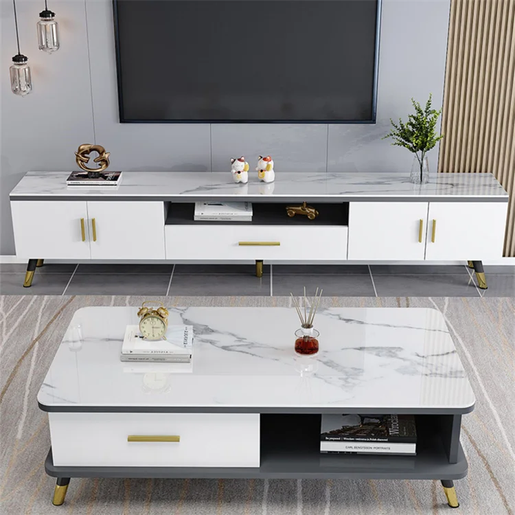 Light Wall Cabinet Nordic Tea Table Combination Cabinet TV Cabinet Living Room Glass Luxury 1 Piece TV Stand Modern Wooden