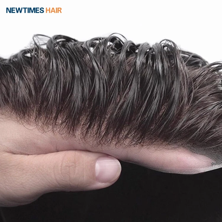 D7-3-A Newtimes Hair Fine Mono base with lace frontal 100% Indian human hair toupee replacement systems topper
