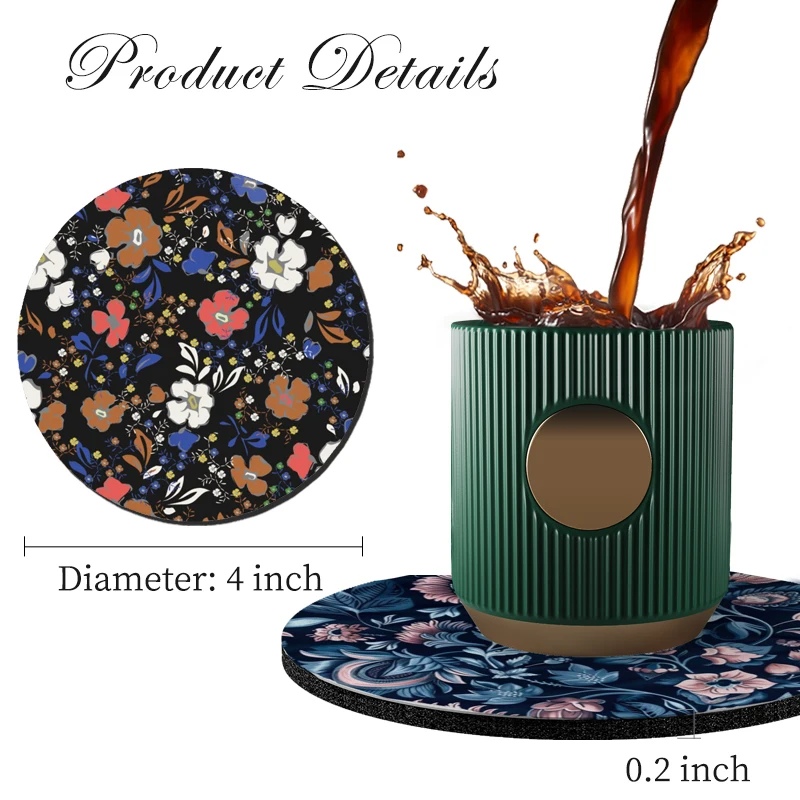 Pack of 6 Flower Custom table coasters placemat non slip anti slip absorbent diatom mud Diatomite diatomaceous earth place mat