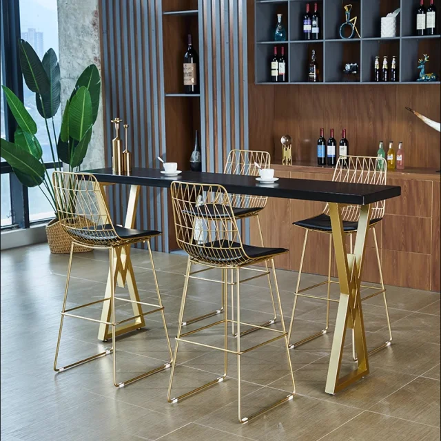 wholesale stackable luxury Modern Furniture gold metal frame hand made Outdoor home events Bar stools Bar Chair wire chair