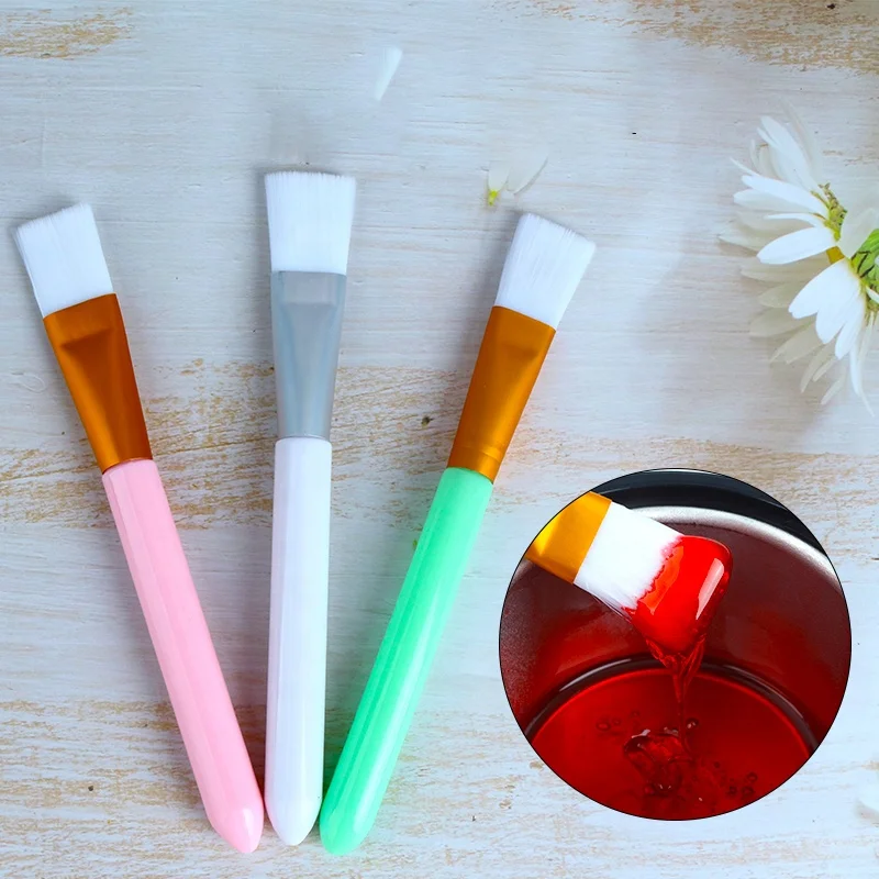 Paraffin Wax Brush Pink/White/Green Plastic Rod Face Applicator Brush for Face Mask Application or DIY Mask Makeup Tools