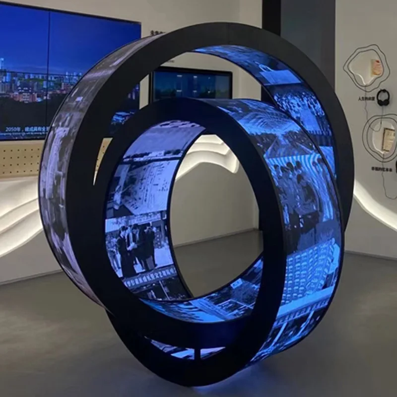 Full-color led shaped display soft screen cylindrical ring flexible screen curved curved spherical shaped large screen