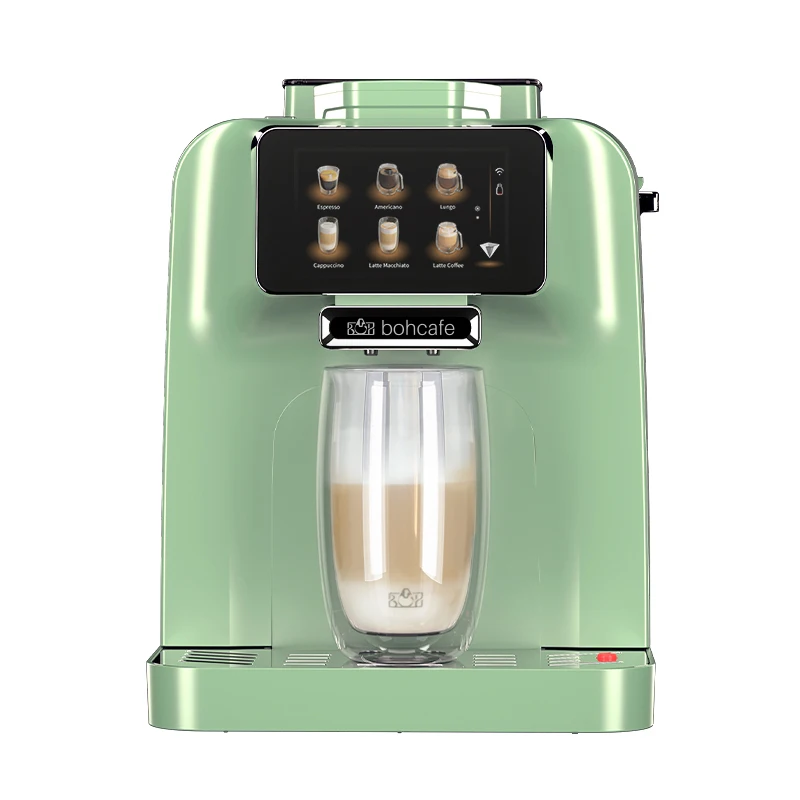 new style Coffee Machine  with TUYA & Milk Cooler  & 11 kinds of drinks light Green