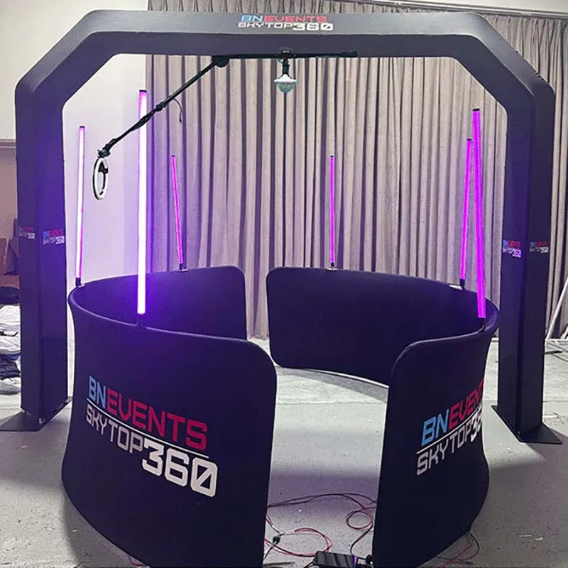 Overhead 360 Camera Photo Booth With Led Screen Rgb 360 Degree Led Lighting Sky Top Spinner Video Camera Portable
