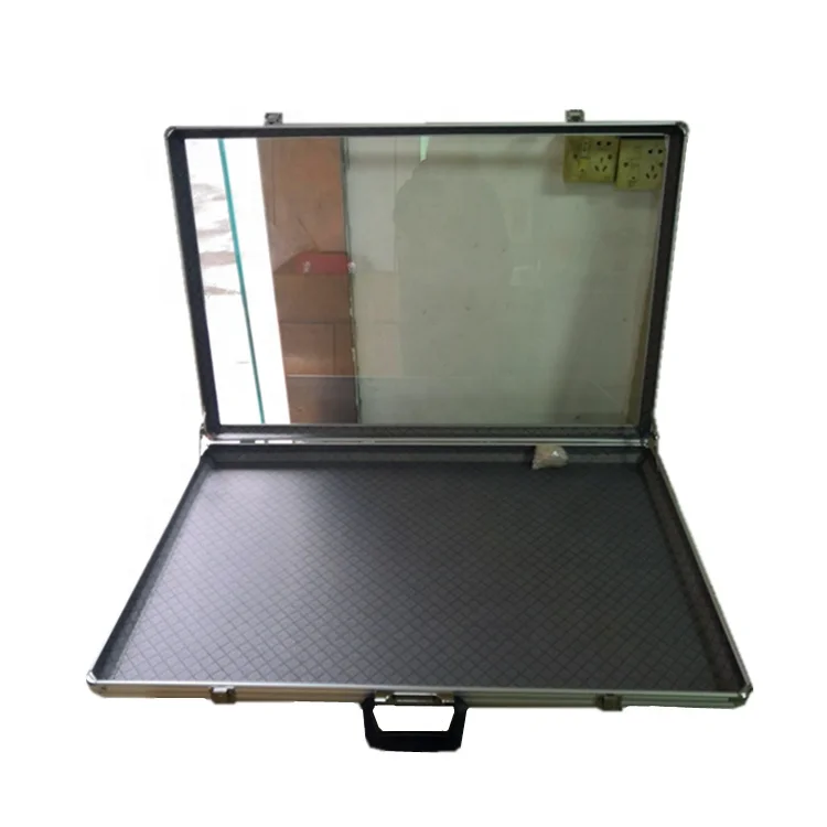 durable large  transparent glass cover aluminum trim sample tool  display case