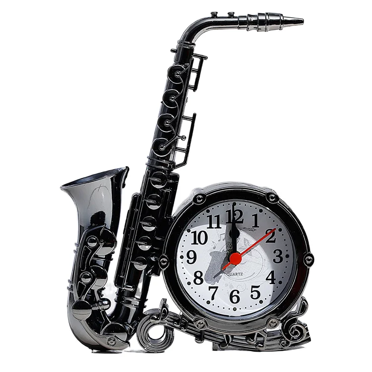 Personalized saxophone-shaped alarm clock gift home desktop clock ornament decoration desk clock clock factory