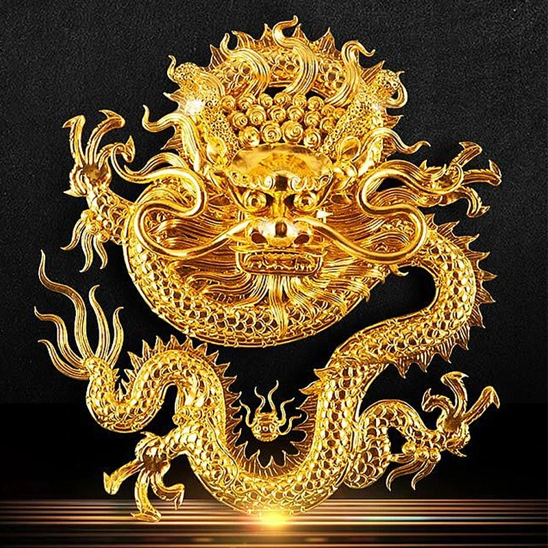 FNGEEN Couple Luxury Full Gold Clock Big Dial Dragon Phoenix Waterproof Men Women Luminous Calendar Date Round Quartz Watches
