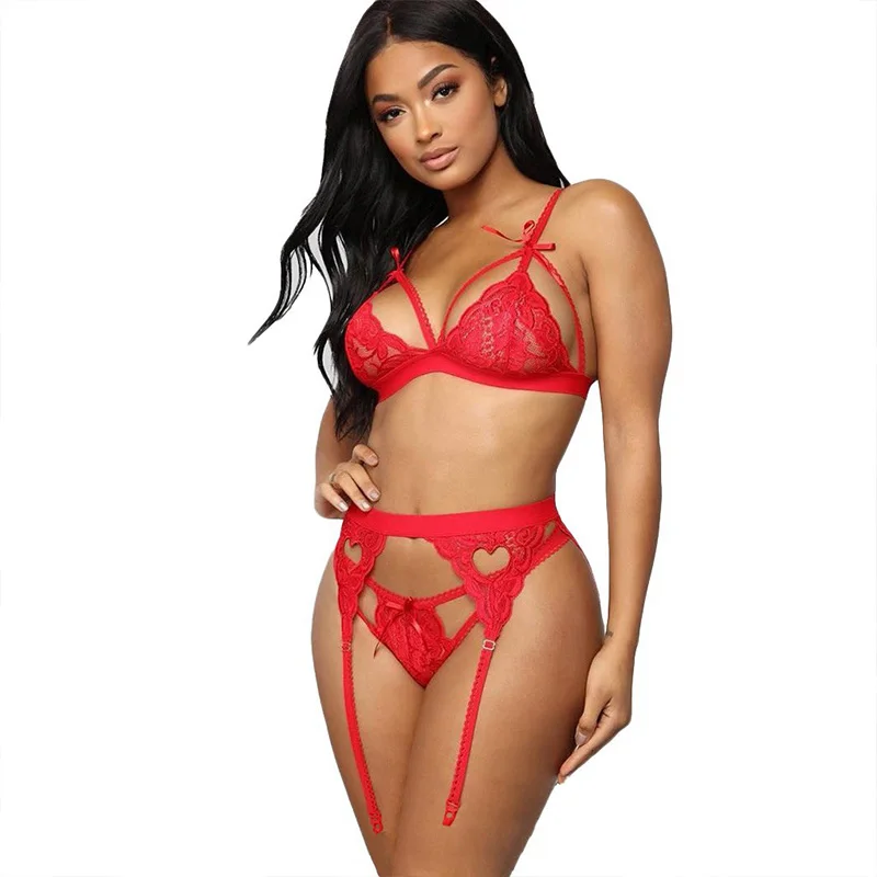 Fancy Erotic Mature Transparent Honeymoon Lingerie sling Garter Intimate Underwear Embroidery 2 Piece Set