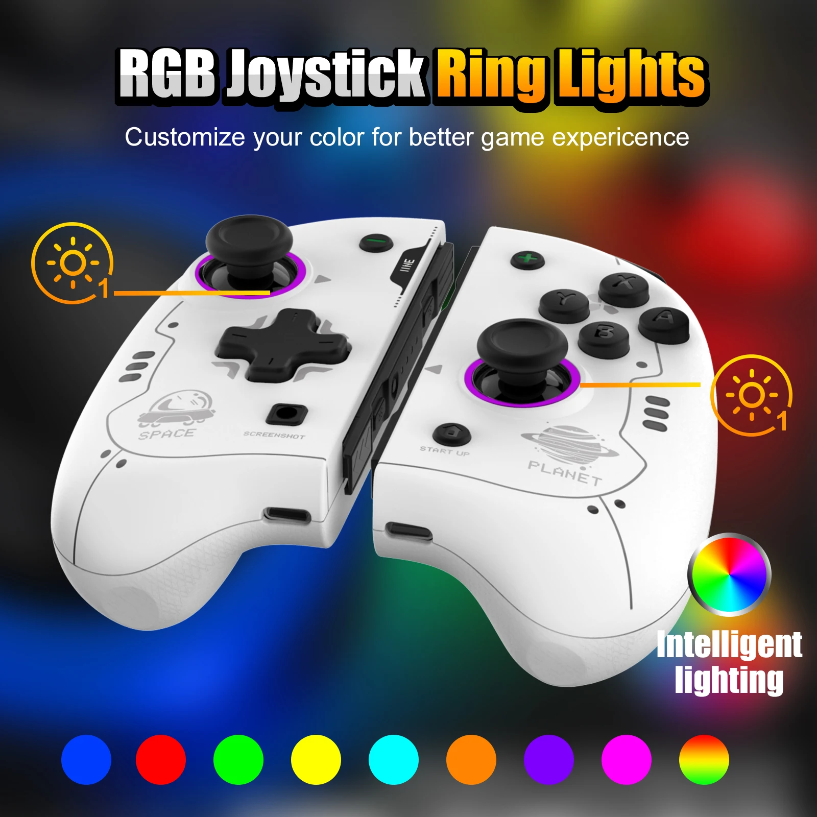 IINE Wireless Controller Elite Joypad For Nintendo Switch/OLED Replacement For Switch L/R Joypad With RGB Lights Auto Fire Macro