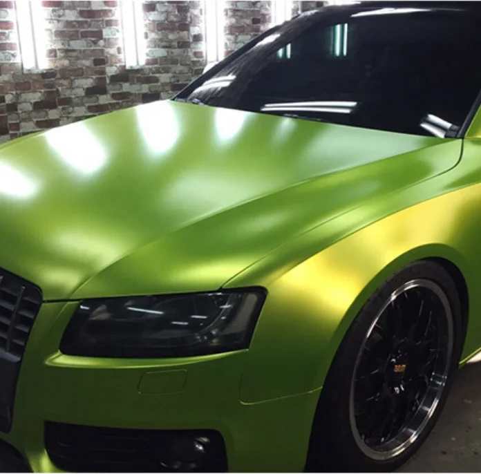 High Polymer PVC Electro Metallic Lemon Green Anti Scratch Car Vinyl Auto Skin Wrap