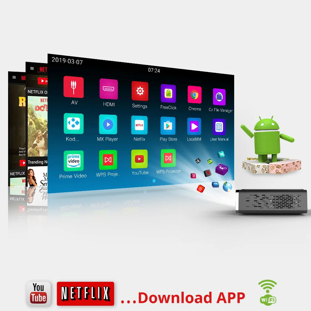 Оптовая продажа с завода портативный 3D-проектор BYINTEK R15 Wi-Fi 4K мини-проектор на Android для домашнего кинотеатра проектор семейной