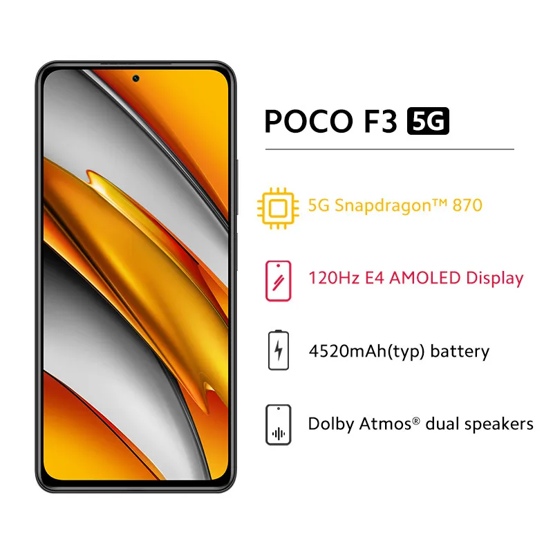  Игровой смартфон POCO F3 5G глобальная версия Восьмиядерный процессор Snapdragon 870 6 ГБ 128 экран 67 дюйма 120 Гц E4 AMOLED сотовые телефоны