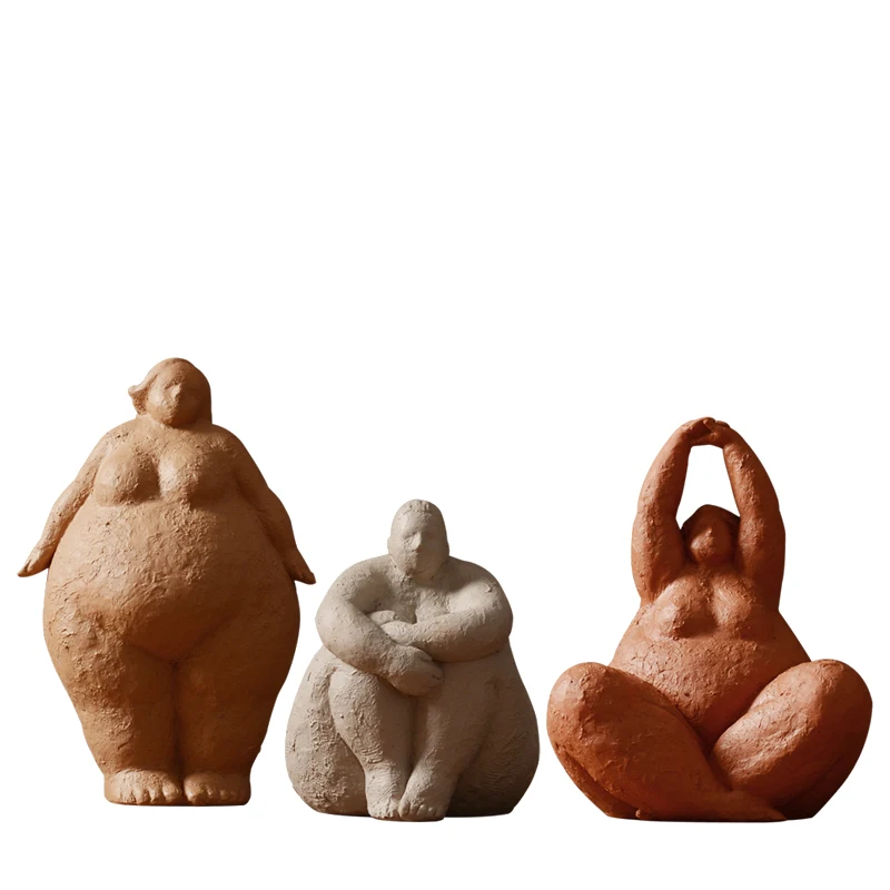 Nordic house decoration living room shelves decorative pieces polyresin abstract art sculpture fat lady women statue decor home
