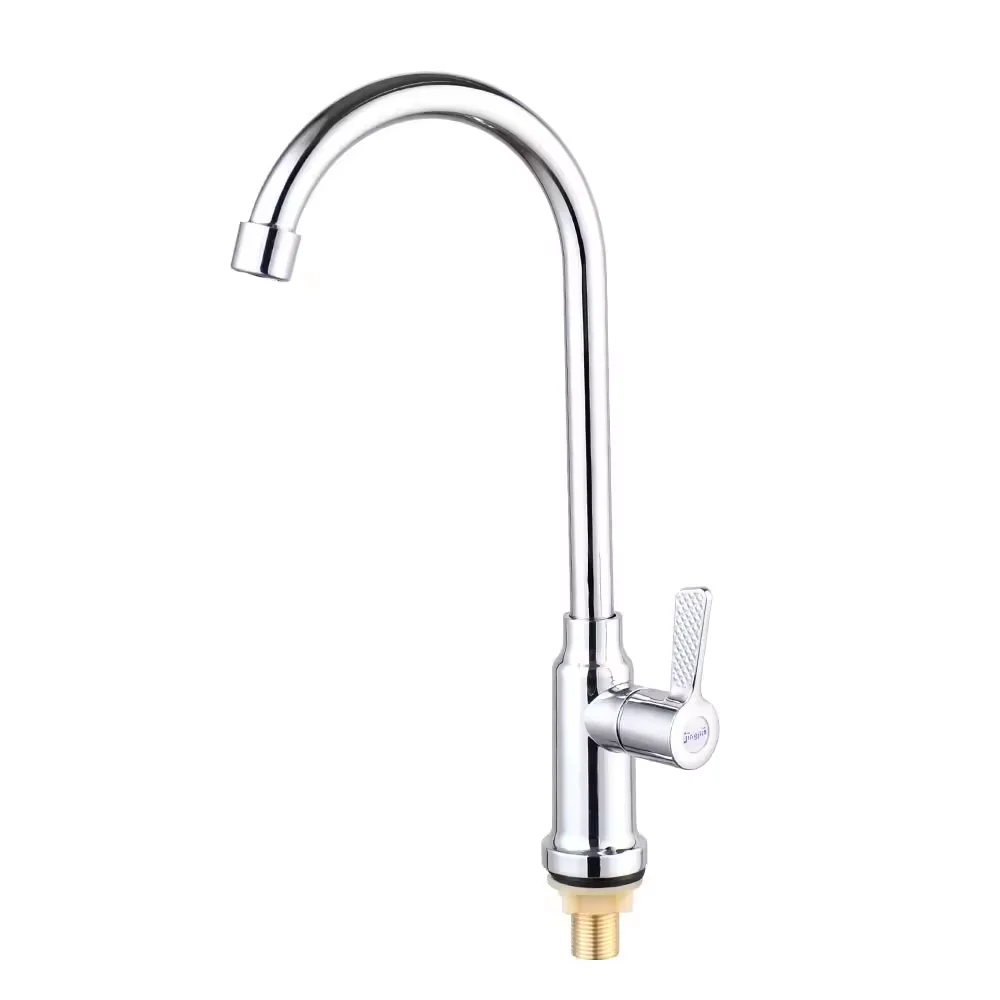 Modern Elegant Comfortable Energy-Saving Single Cold Large High Bend Faucet Silver Graphic Design Kitchen Sink Mixer Taps